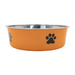 Plato Para Perro Acero Inoxidable Naranja 22 Cm 1 Pz