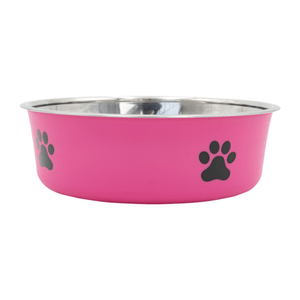 Plato Para Perro Acero Inoxidable Rosa 22 Cm 1 Pz