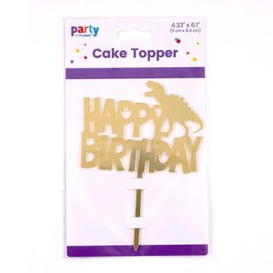 Cake Topper Dinosaur Party Gold 1 Pz