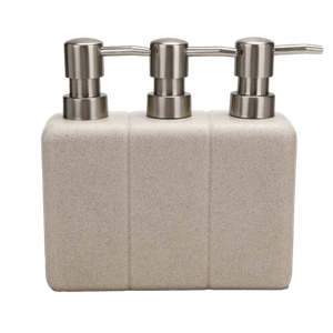 Dispensador de Jabón para Baño Triple Beige Ceramica 1 pz