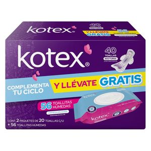 Toallas Femeninas Nocturnas 40 Pz +Toallitas Hum 1 Pz