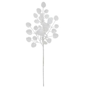 Ornamento Navideño Pick Hojas y Berries Blancas