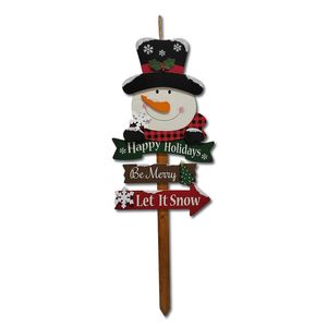 Decoración Navideña Estaca de Madera Mono de Nieve 90 cm