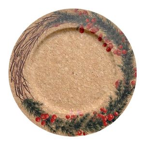 Plato Borde Corona Navideña 33cm de Plastico Clas 1 Pz