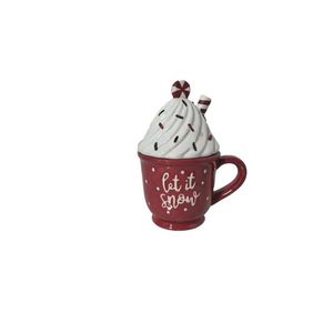 Taza con Tapa de Cerámica Let It Snow Caramelo 1 Pz