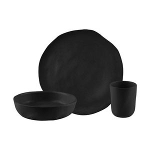 Vajilla Negro Amorfa de Ceramica 12pz P/4 Persona 1 Pz